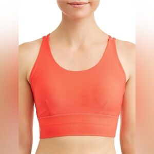 Athletic Works Activewear Fashion Sports Bra with CrissCross‎ Back Neon Coral Lg